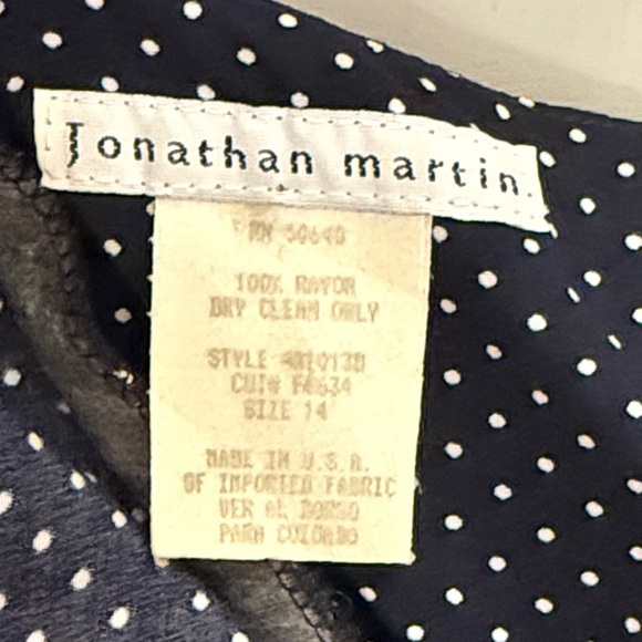 Vintage Jonathan Martin Size 14 Elegant Black Polka Dot Dress - Picture 10 of 12
